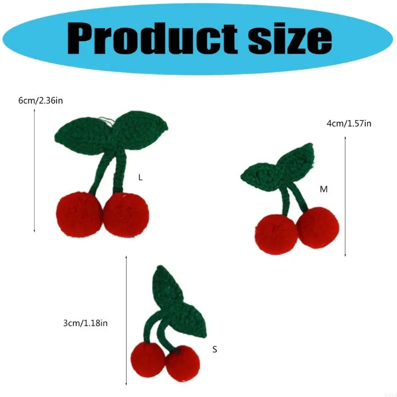 L5YA 4Pcs Knitted Cherry DIY Keychain Brooch Craft Supplies For Handmade Accessories