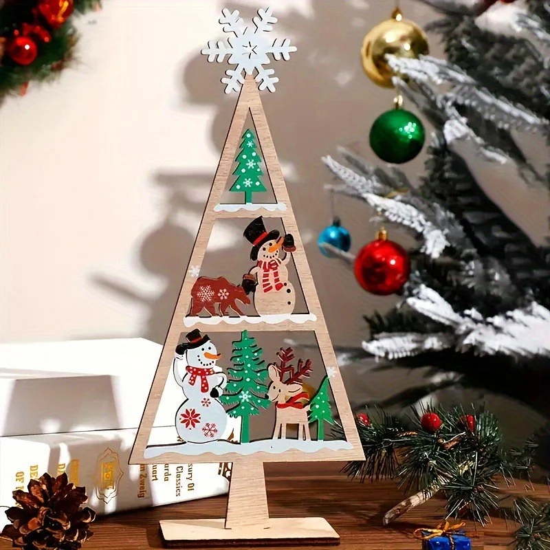 Christmas Tree Wood Signs Santa Claus Xmas Tree Hanging Ornament Merry Christmas Decorations For Home Navidad 2025 New Year Gift
