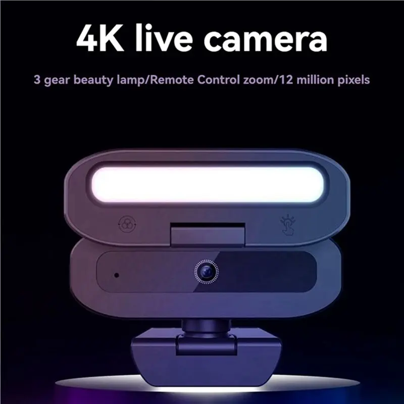 2X 4K 60FPS Live Webcam USB Autofocus Camera PC Rotatable Microphone Fill Light Streaming Camera For PC Laptop