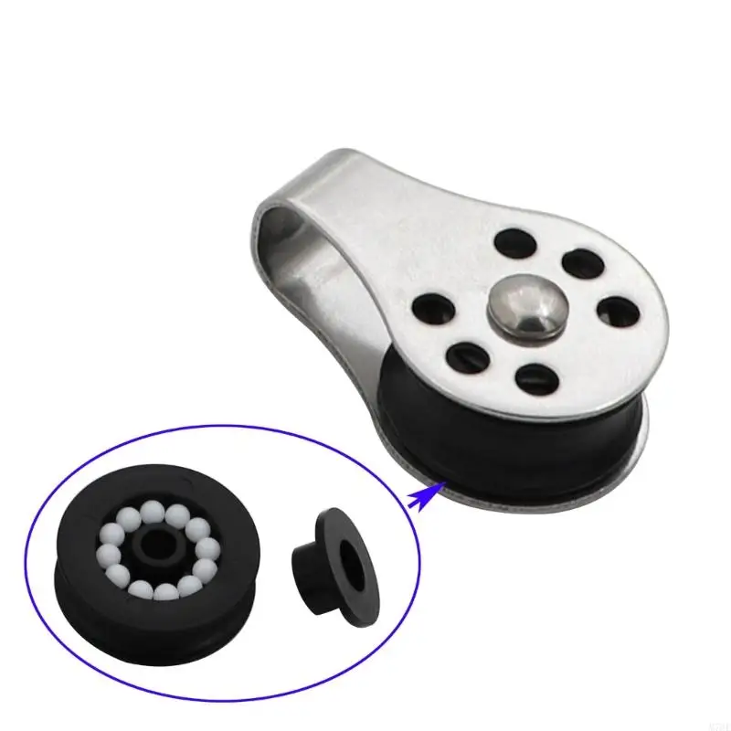 M76E Edelstahl-Einzelrollenblock, 2er-Set, kugelgelagerte Seilführungsteile für die Reparatur von Fitnessstudio-Kabeln – Detail 9