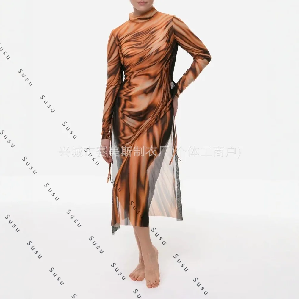 

Новый цельный купальник с леопардовым принтом Купальник, солнцезащитный крем из двух частей, сетчатая юбка с длинными рукавами, русский купальник