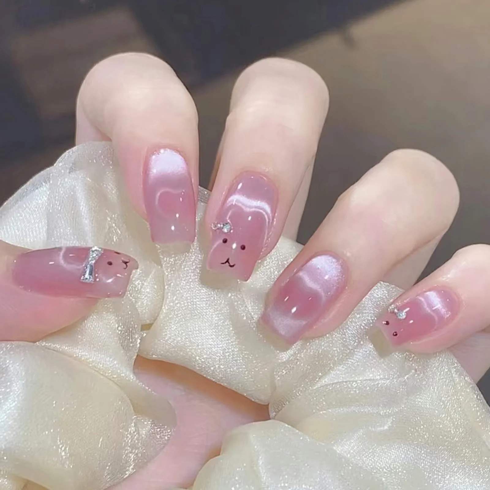 1/4Pcs Rabbit Bear Heart Shaped Cat Eye Magnet Set Nail Art Tools Small Iron Piece For Magnetic Gel Polish Effect Nail view 6