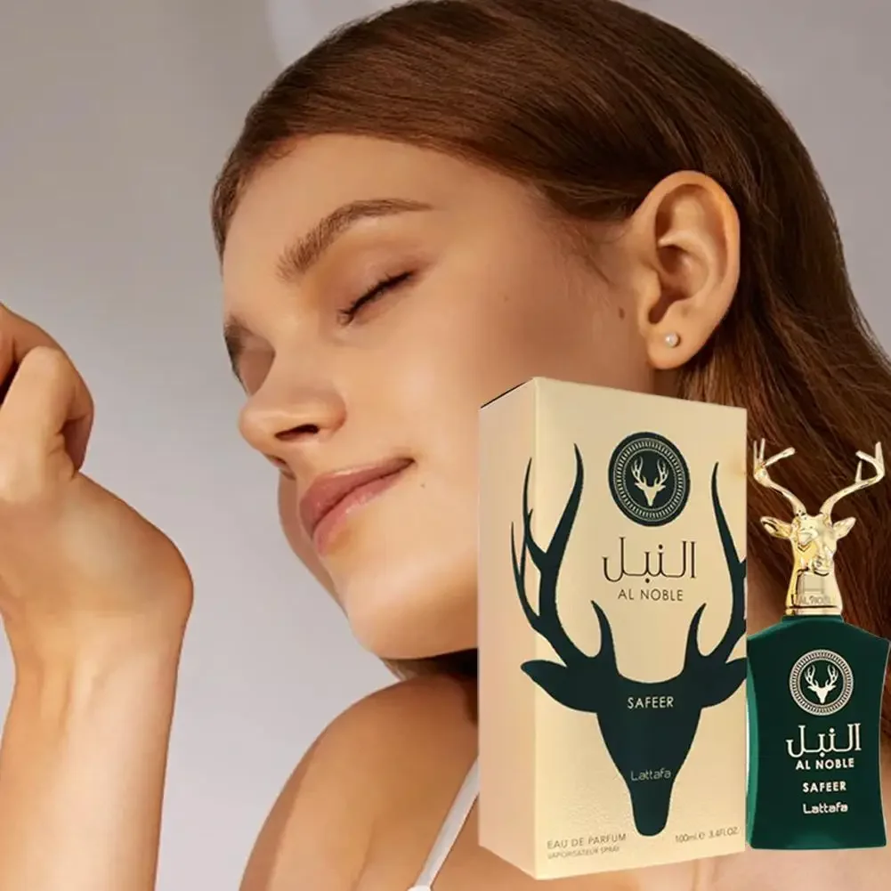 AL NOBLE SAFEER 100 مل - عطر غزال المسك طويل الأمد للرجال والنساء، عطر دبي الفاخر ذو الرائحة العودية اللاتافا