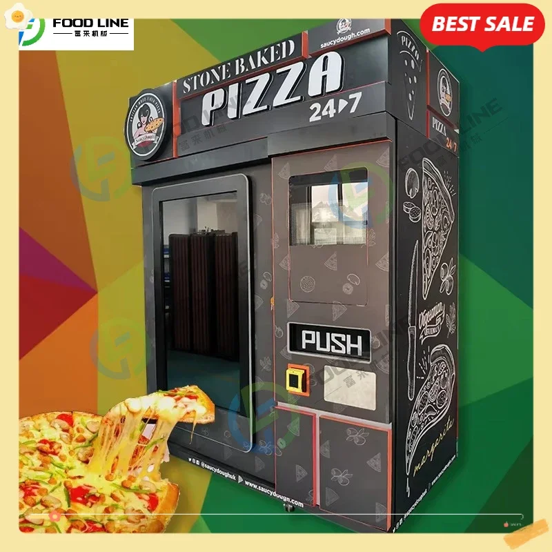 آلة بيع البيتزا الذكية ذات الخدمة الذاتية 24/7 تسخين سريع للأطعمة الطازجة الساخنة لمحور نقل المطارات