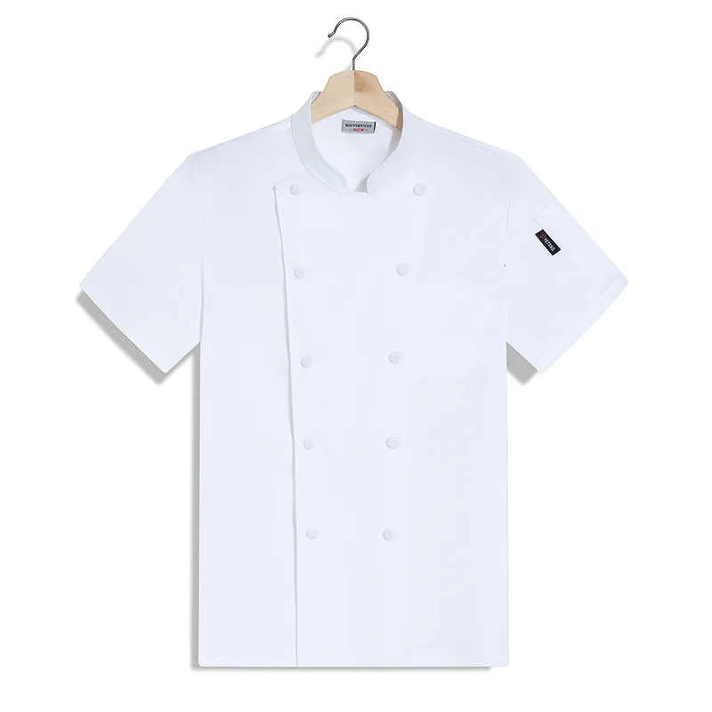 فندق مطعم المطبخ العمل موحدة قصيرة الأكمام سترة الطاهي مخبز المعجنات الشيف الصيف معطف المطبخ الأبيض