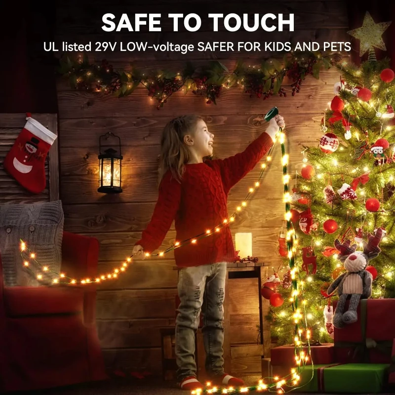 Lampu Natal LED Smart APP DIY dengan Remote Control Bluetooth, Lampu String Peri untuk Dekorasi Taman dan Pesta Luar Ruangan