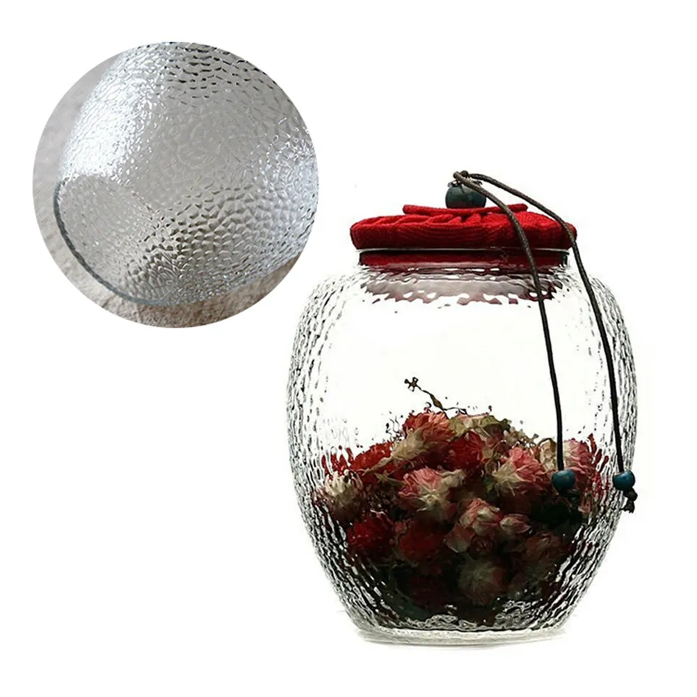 

Стеклянная банка для чая с красной крышкой, герметичный контейнер для хранения кофе, сухофруктов, сахара, соли, конфет, для организации хранения в кладовой