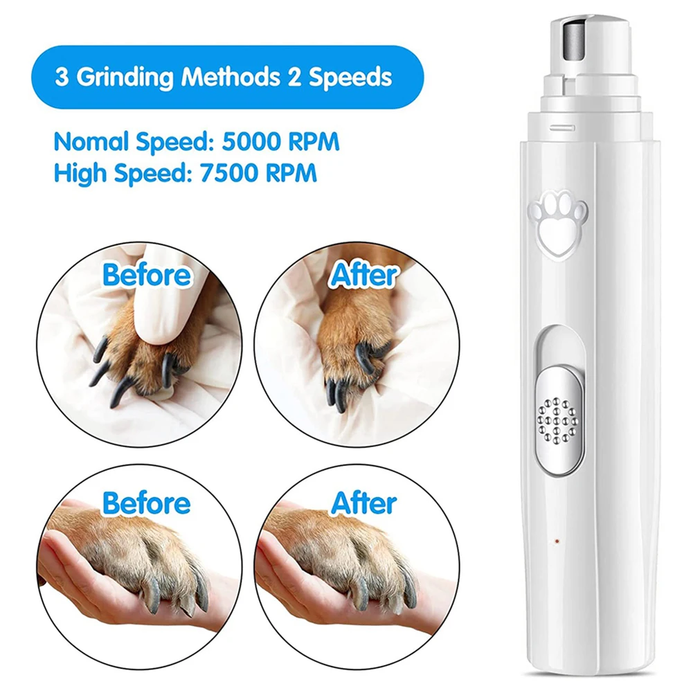 Electric Pet Nail Grinder with LED Light Cat Dog Nail Clippers USB Rechargeable Paws Nail Cutter Pet Grooming Trimmer Supplies