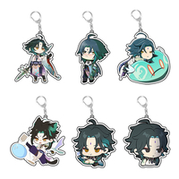 Genshin Impact Cute Q Version Acrylic Key Chain Ring Xiangling Xiao Figure Xingqiu Hu Tao Yoimiya Custom Double Coated Keychain