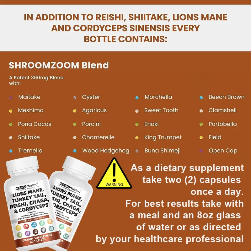 Lions Mane, Cordyceps and Reishi - System Booster & Nootropic Supplement - for Energy & Support - Relieve Stress 100 Pills