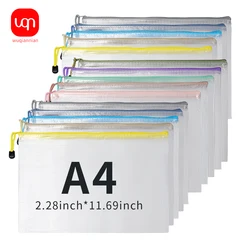 Impermeável Mesh Zipper Pouch, saco de documentos, pastas de arquivo, A4, escola, material de escritório, lápis, sacos de armazenamento, 5pcs