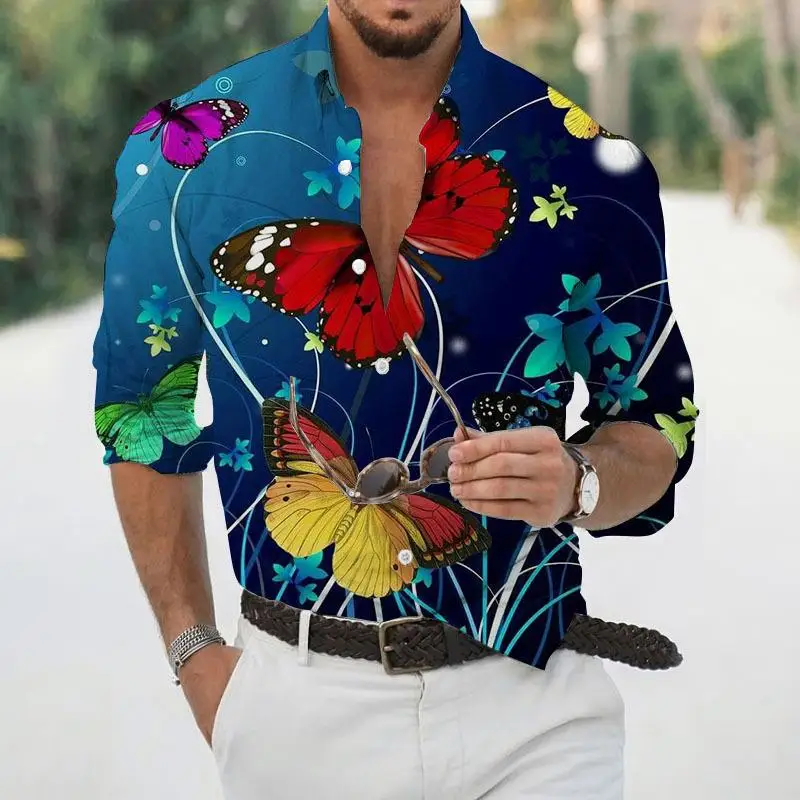 

Men's Long Sleeve Printed Shirt Beach Vacation Floral Pattern Casual Comfortable 100% Other Material Deformable Summer Shirt