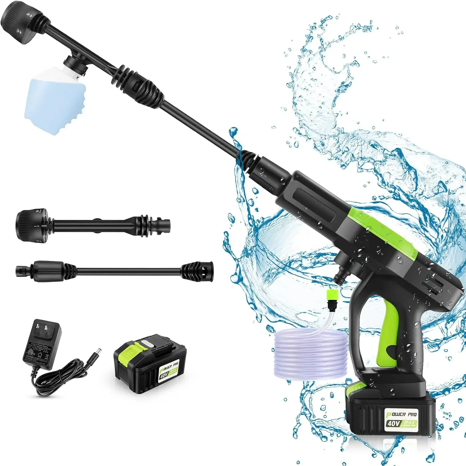 Upgraded 1300PSI Cordless Pressure Washer w/ 40V Battery, Cordless Power Washer Battery Powered, Portable Pressure Washer