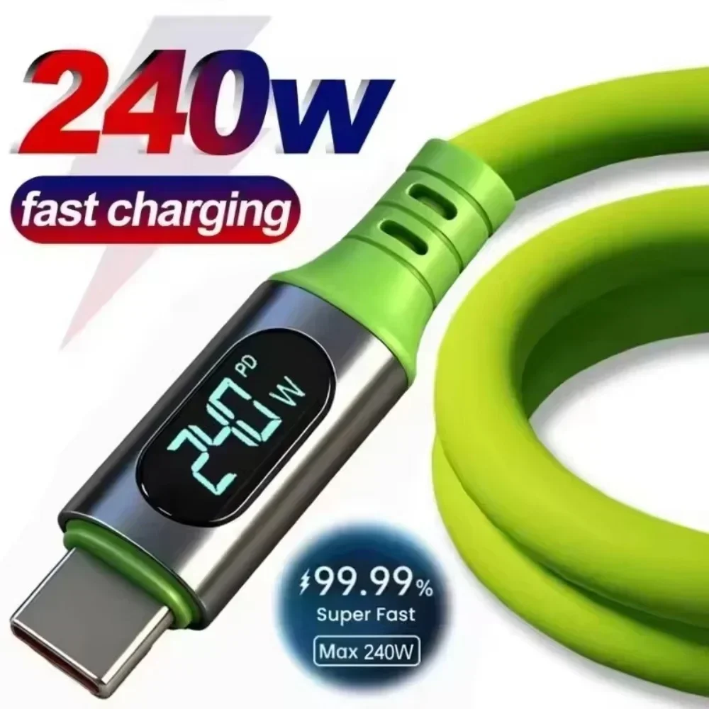 240W USB C to Type C Cable LED Digital Display Fast Charging PD Cord High Speed Data Transfer Wire for iPhone Samsung Xiaomi 17