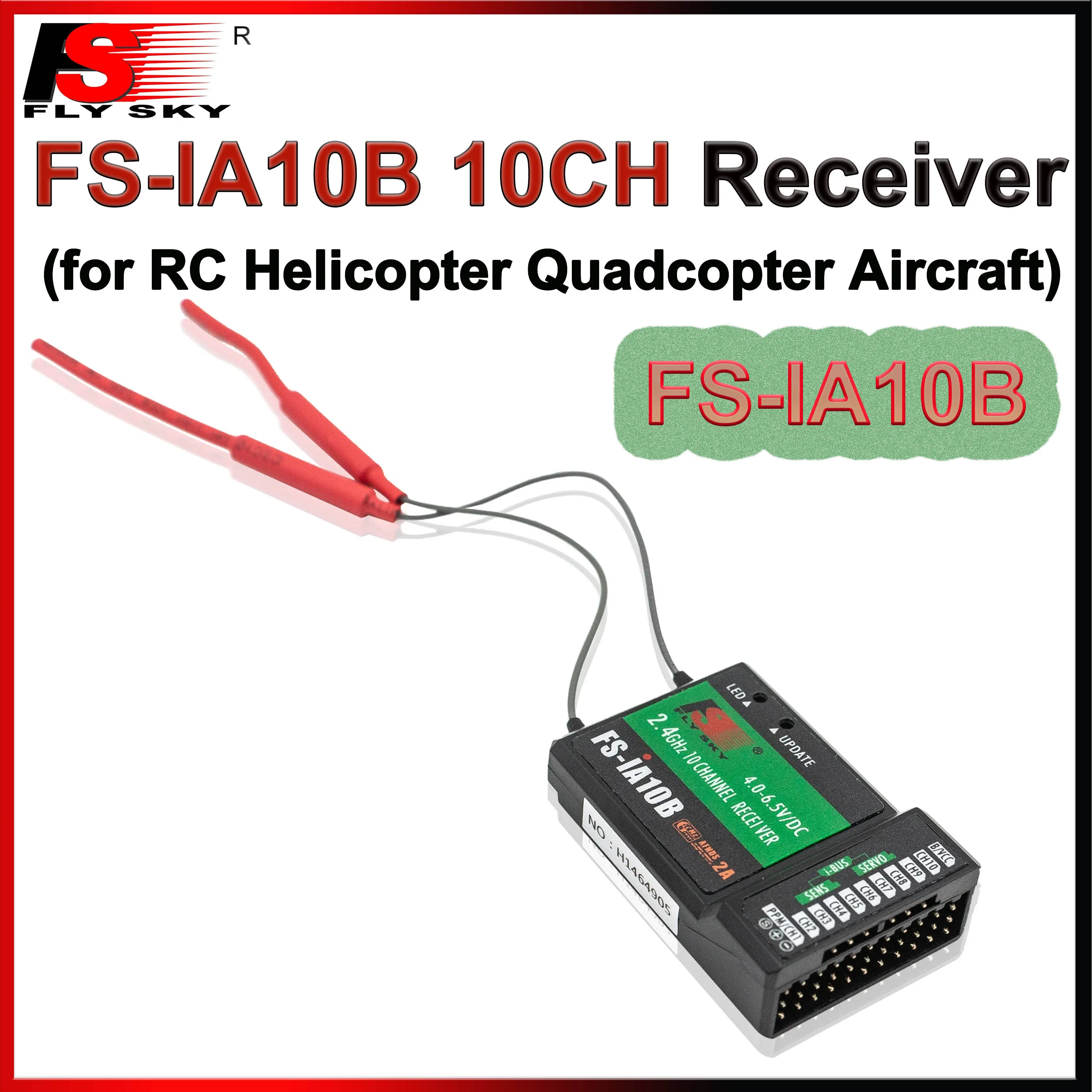 FLYSKY FS-iA10B 10CH 2.4G Receiver 10 Channels for FS-I10 FS-I6S FS-i4 FS-iT4S Transmitter RC Helicopter Quadcopter Aircraft