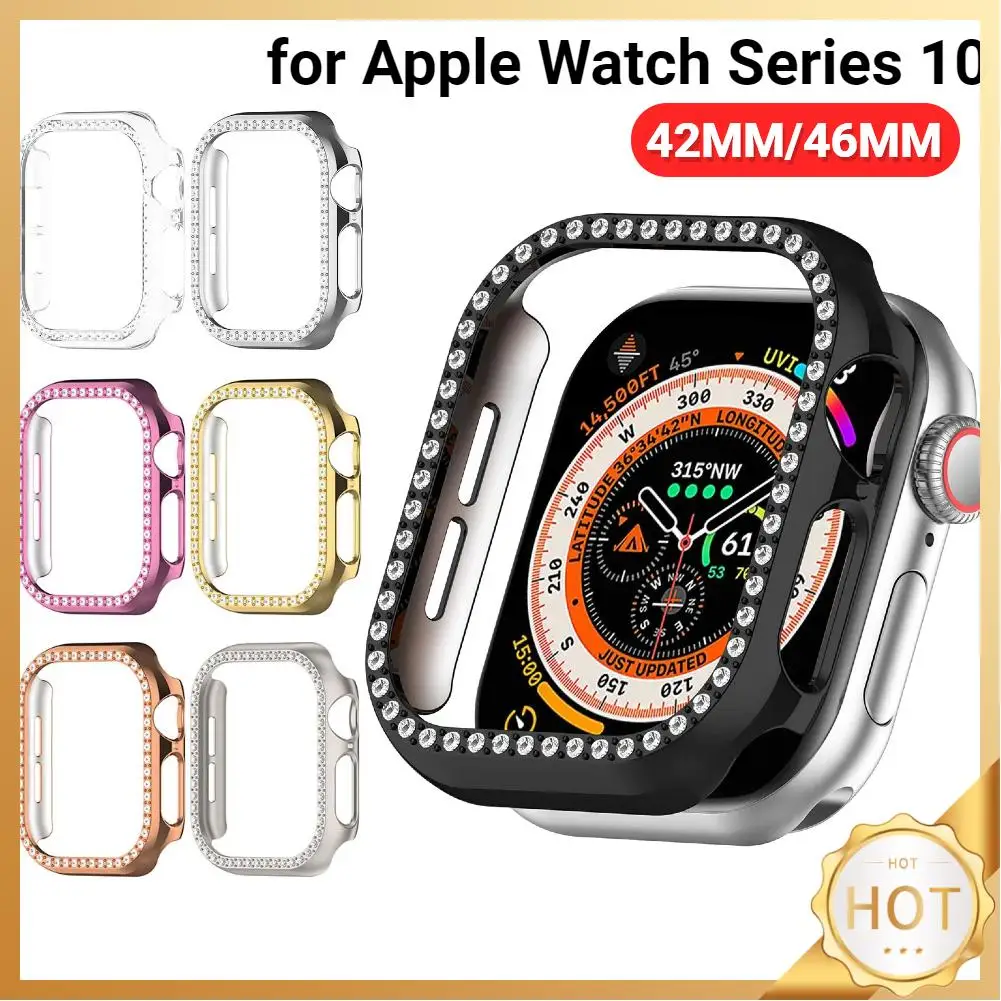 Bling Bumper Protector for iWatch Series 10 Hard PC Bumper Diamond Case Protective Cover for Apple Watch Series 10 42MM/46MM