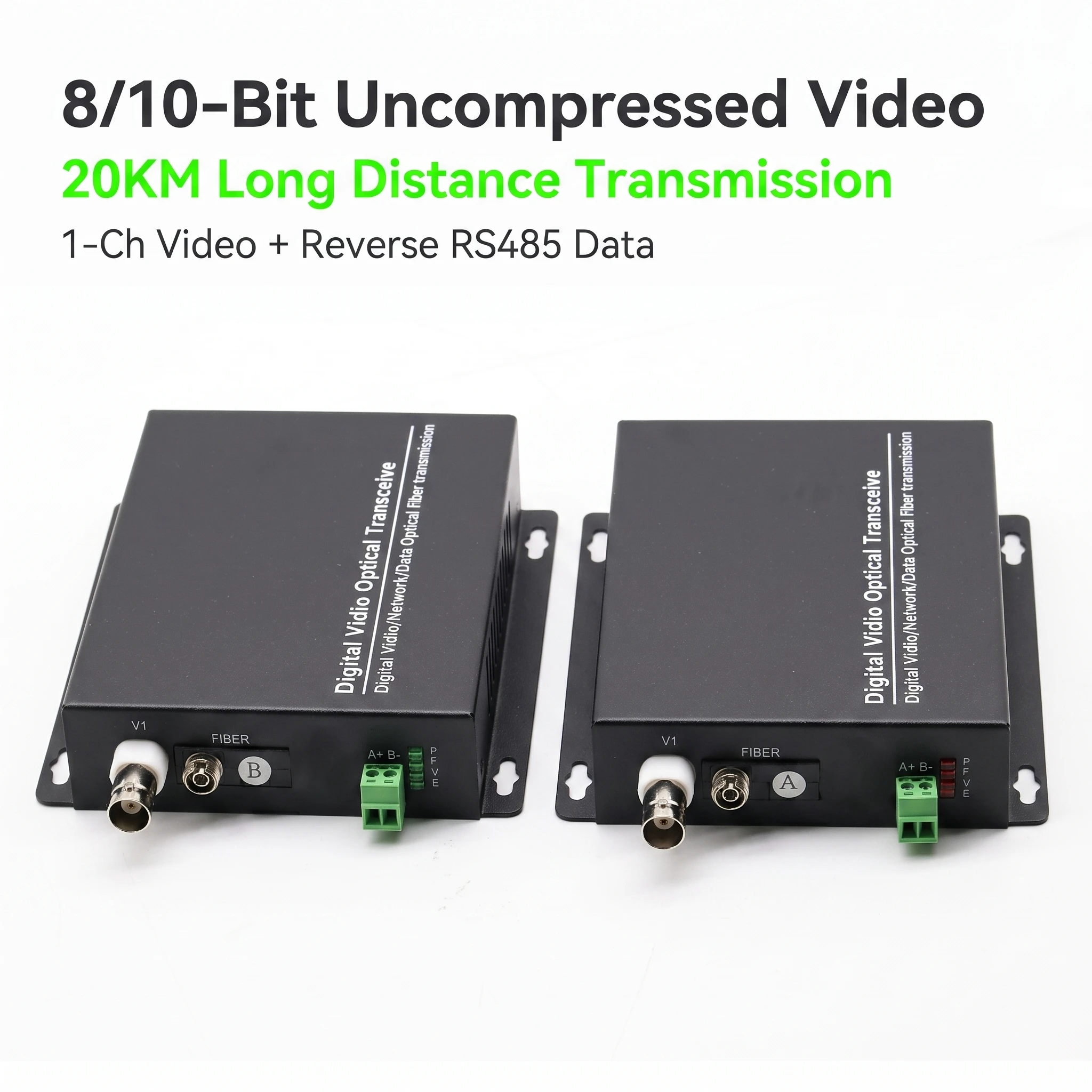 1‑8CH CCTV Video Optical Transceiver Reverse RS485 BNC FC DC5V Wall‑Mount Lightning‑Proof Industrial Fiber Media Converter 1Pair