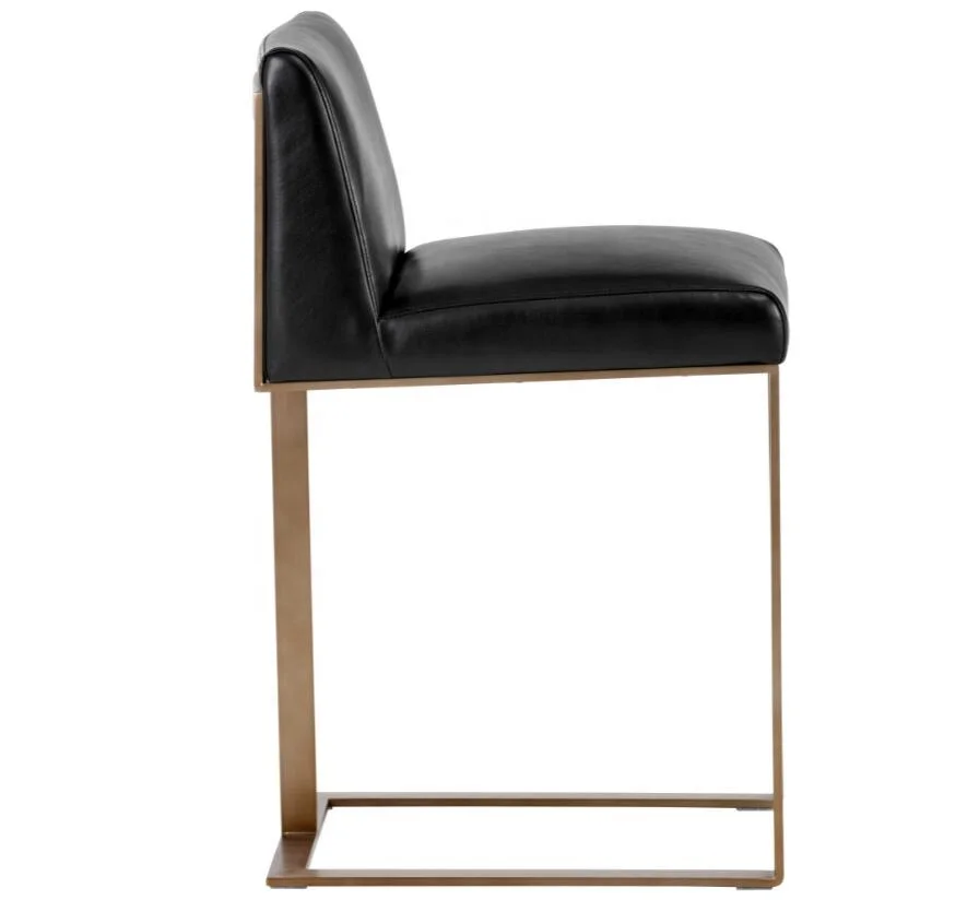 كراسي بار من الفولاذ المقاوم للصدأ للمطاعم الأمريكية الحديثة، مقاعد عالية ذات حواف نحاسية عتيقة #2