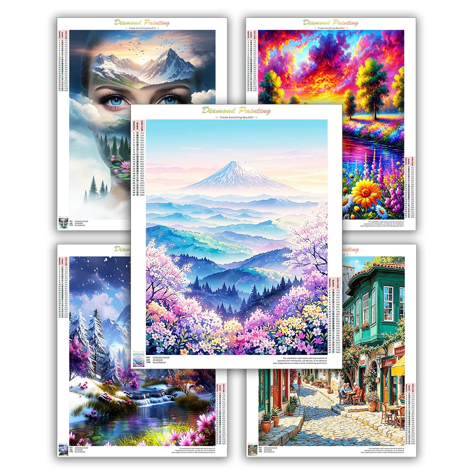 CHENISTORY 5D Crystal Diamond Painting Diamond Art Diy Gift Cross Stitch Kit Landscape Home Wall Art Decor Artwork Crystal Set