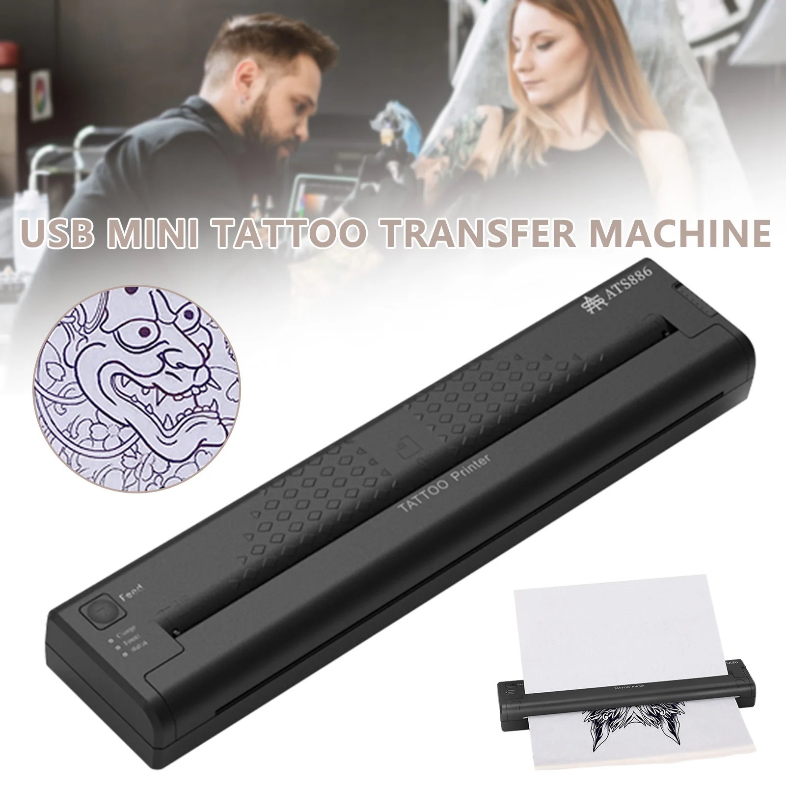 

USB Wireless Stencil Printer for Tattooing Bluetooth-compatible Portable Mini Tattoos Transfer Thermal Copier for Laptops