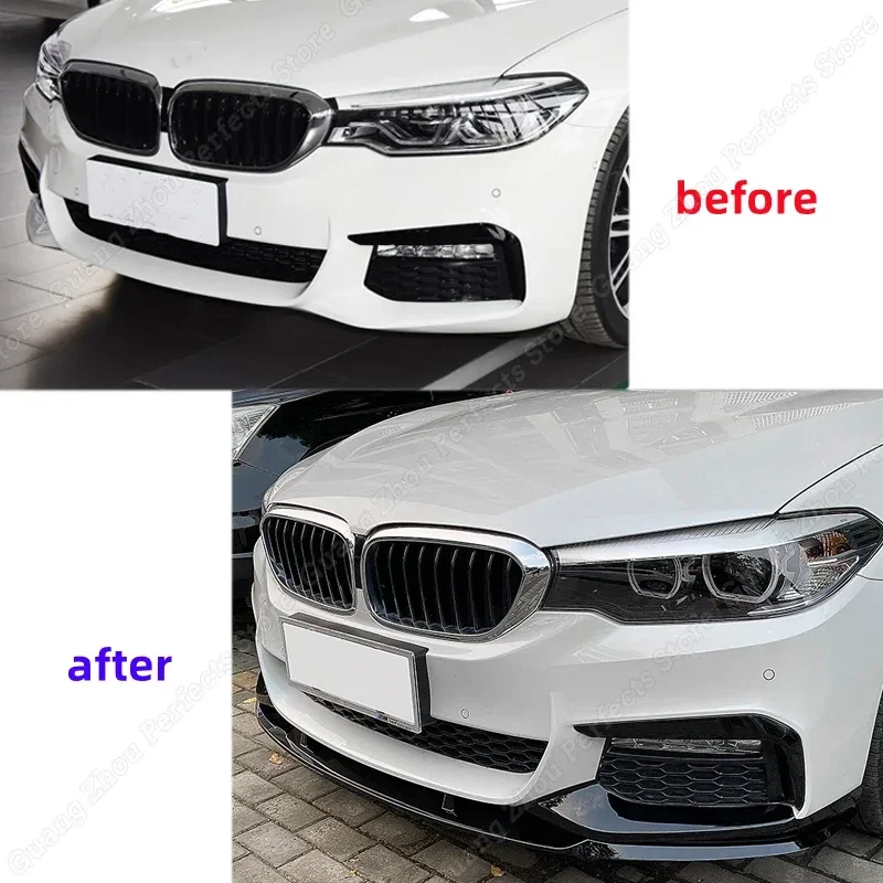 For BMW 5 Series MP Front Bumper Lip Splitter Spolier Diverter Diffuser Removable Retrofit Body Kit G30 G31 M Sport 2017-2020