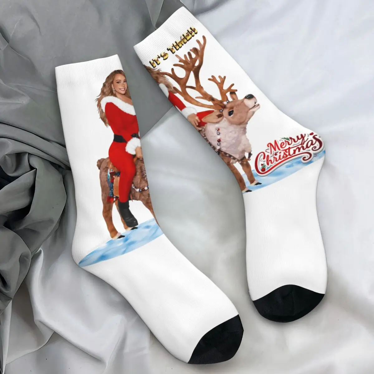 Mariahs Socks Autumn Careys christmas Stockings Korean Women Men Comfortable Socks Graphic Running Sports Non Slip Socks