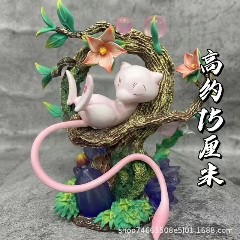 New Pokemon Sleep Mew 15cm Anime Figure Pvc Statue Model Doll Room Collection Decoration Toys Cute Mew Luminescent Manga Statue