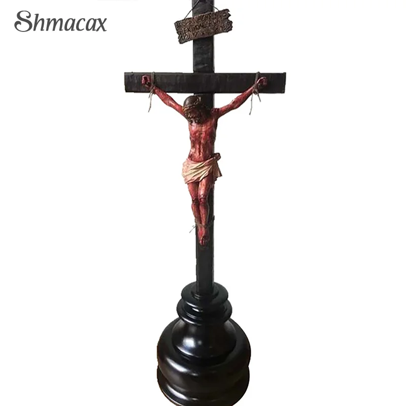 Jesus Cross Ornament With Base Jesus Cross Statue Resin Crucifix Wall Cross Home Decoration Room Decoration Church Decoration