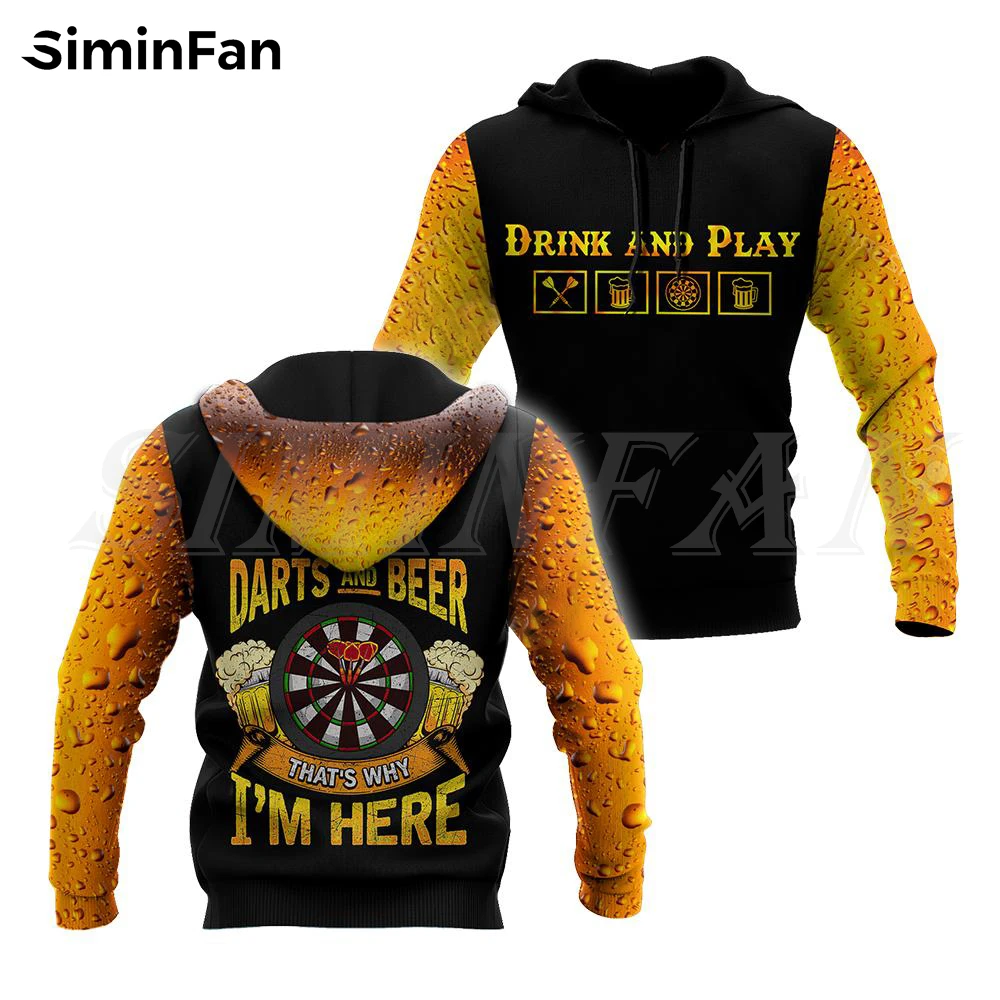 Darts Board Game Champion 3D Print Mens Hoodie Zip Jacket Unisex Casual Sweatshirt Hood Pullover Women Tracksuit Coat Streetwear