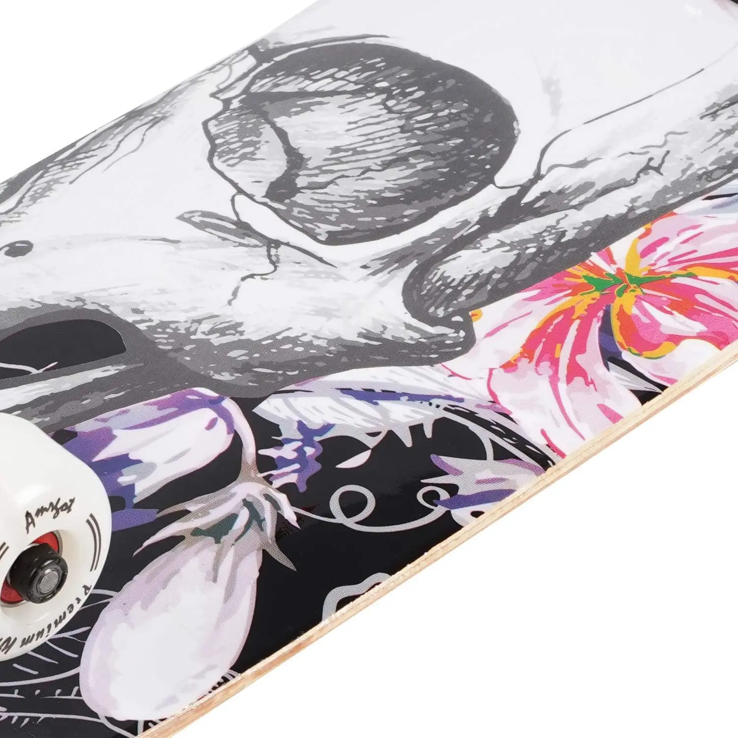 初心者と子供のための完全なスケートボード、7層、メープル、ダブルキックデッキ、男の子と女の子のためのコンカ、31x8インチ