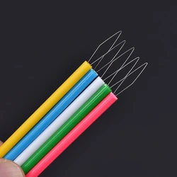 1 Pieces Micro Ring 5 Colors Plastic Handle Pulling Hoop Loop Feather Threader Tools For Micro Rings Hair Extensions