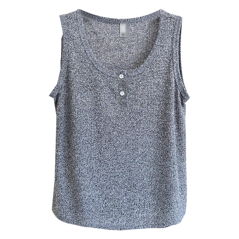 

New Plus Size Tank Top Casual Summer U-neck Knitted Vest 100KG With Sleeveless For Women 971