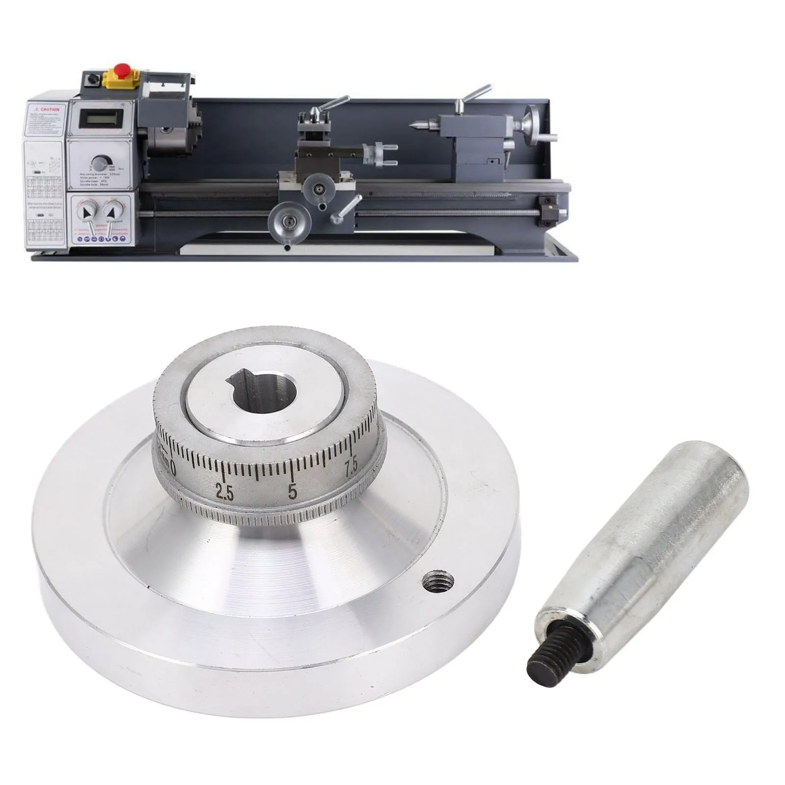Aluminum Alloy Mini Lathe Handwheel  80mm Crank Handle Replacement for Sieg 7x12 CJ18A & 0618 Bench Lathes