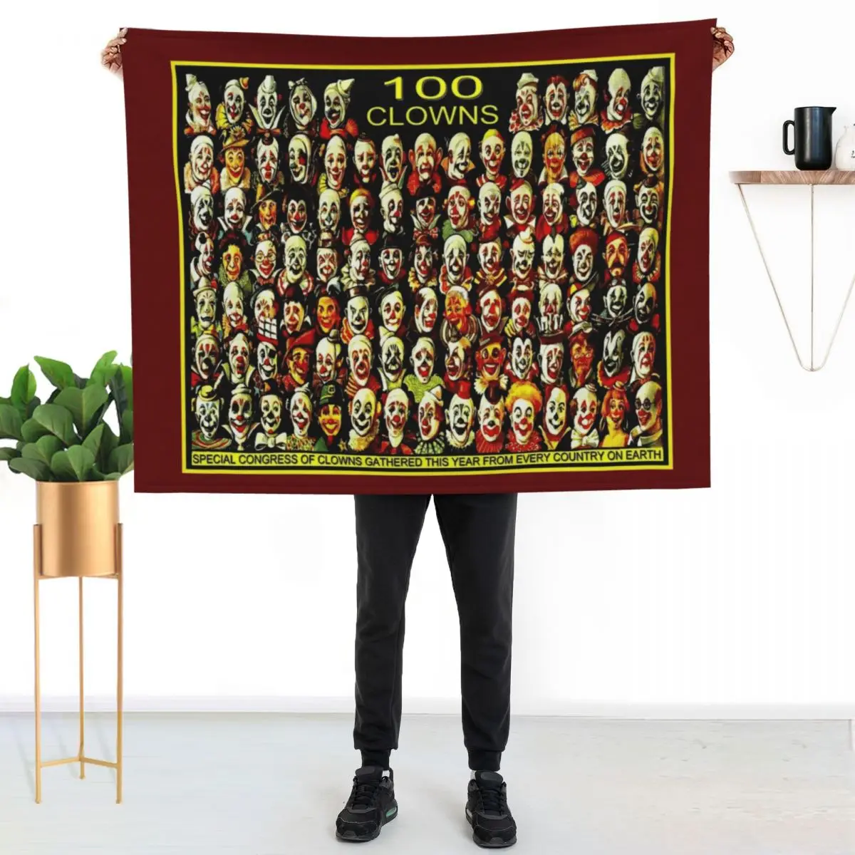 CLOWN CONGRESS; Vintage Circus Advertising Print Throw Blanket funny gift Picnic Sofa Quilt blankets ands Soft Plaid Blankets