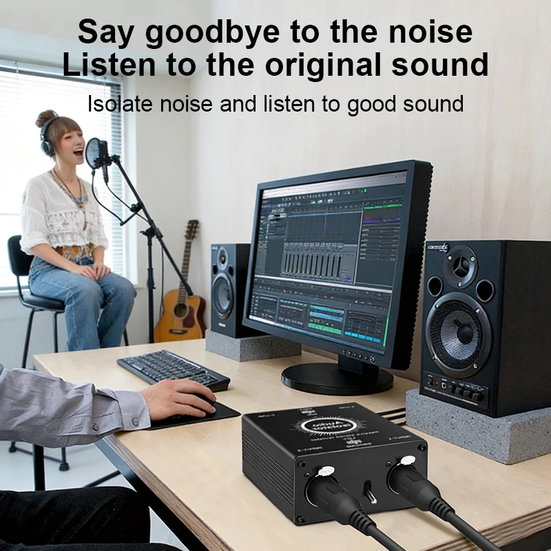 Audio Isolator, Audio Current Eliminator,XLR 6.5,Permalloy Isolator,Mixer Live Broadcast Mixer Microphone Common Ground Filter