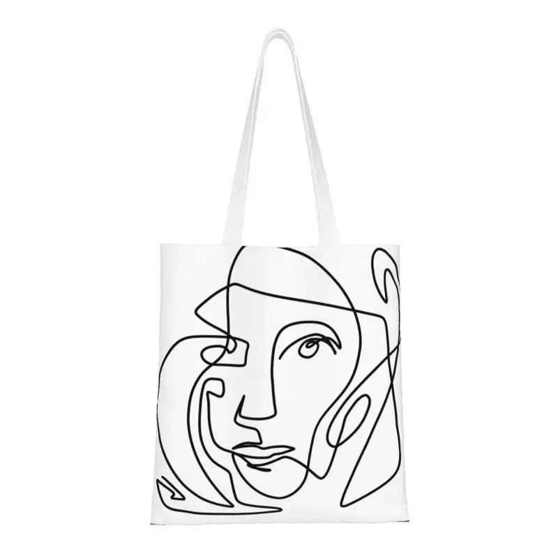 Kawaii Pablo Picasso One Line Abstract Art Shopping Tote Bags Recycling Spanish Artist Grocery Canvas Shoulder Shopper Bag