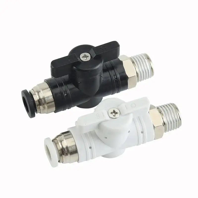 BC/BL Pneumatic Fittings 8/10/12mm External Thread Trachea Switch Valve Straight-through Bend Air Flow Control