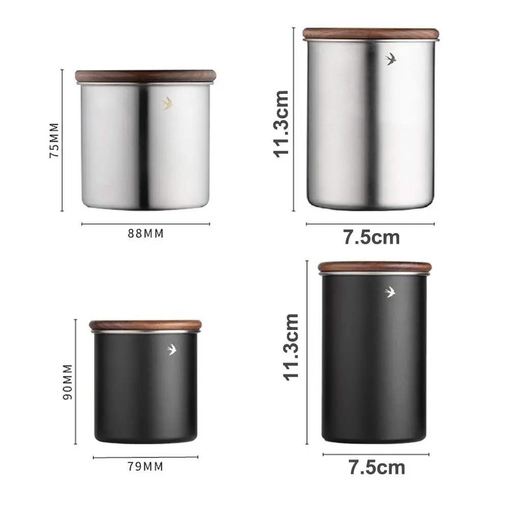 New Stainless Steel Matcha Jar 380ml 560ml Wood Lid Food Storage Containers Large Capacity Tea And Coffee Jar Kitchen view 6