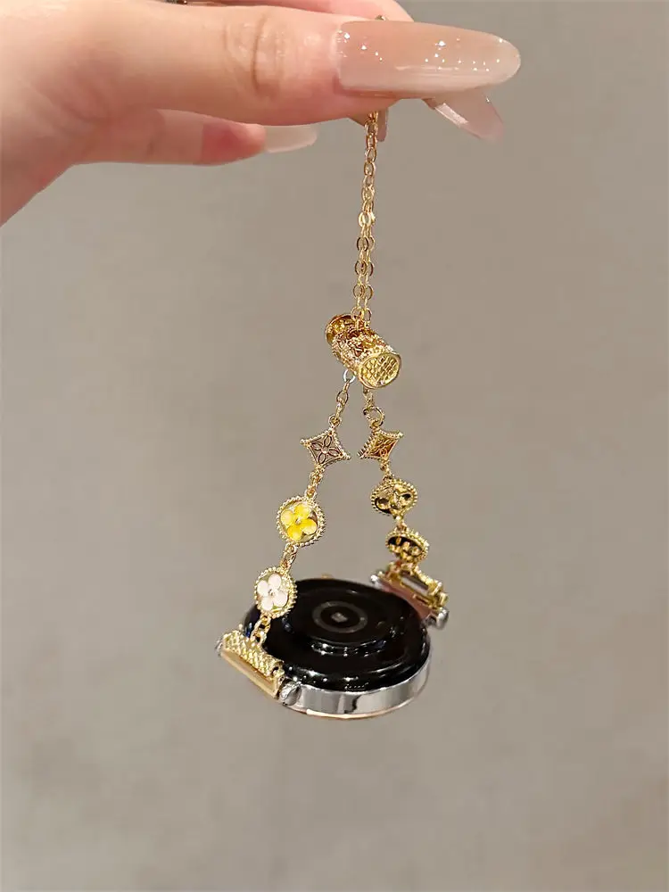 화웨이 GT5/GT5 Pro/GT4/GT2/3/4 22mm/20mm/18mm 시계 스트랩에 적합한 클로버 금속 유화