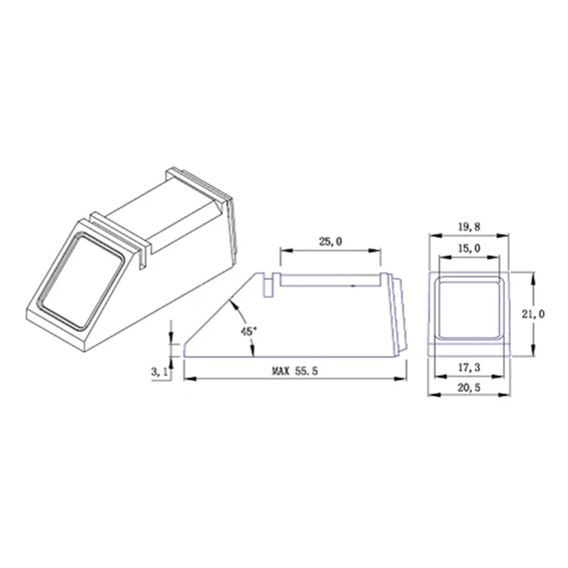 Módulo óptico integrado de huellas dactilares R308, fondo oscuro Blu-Ray con salida con detección de dedos