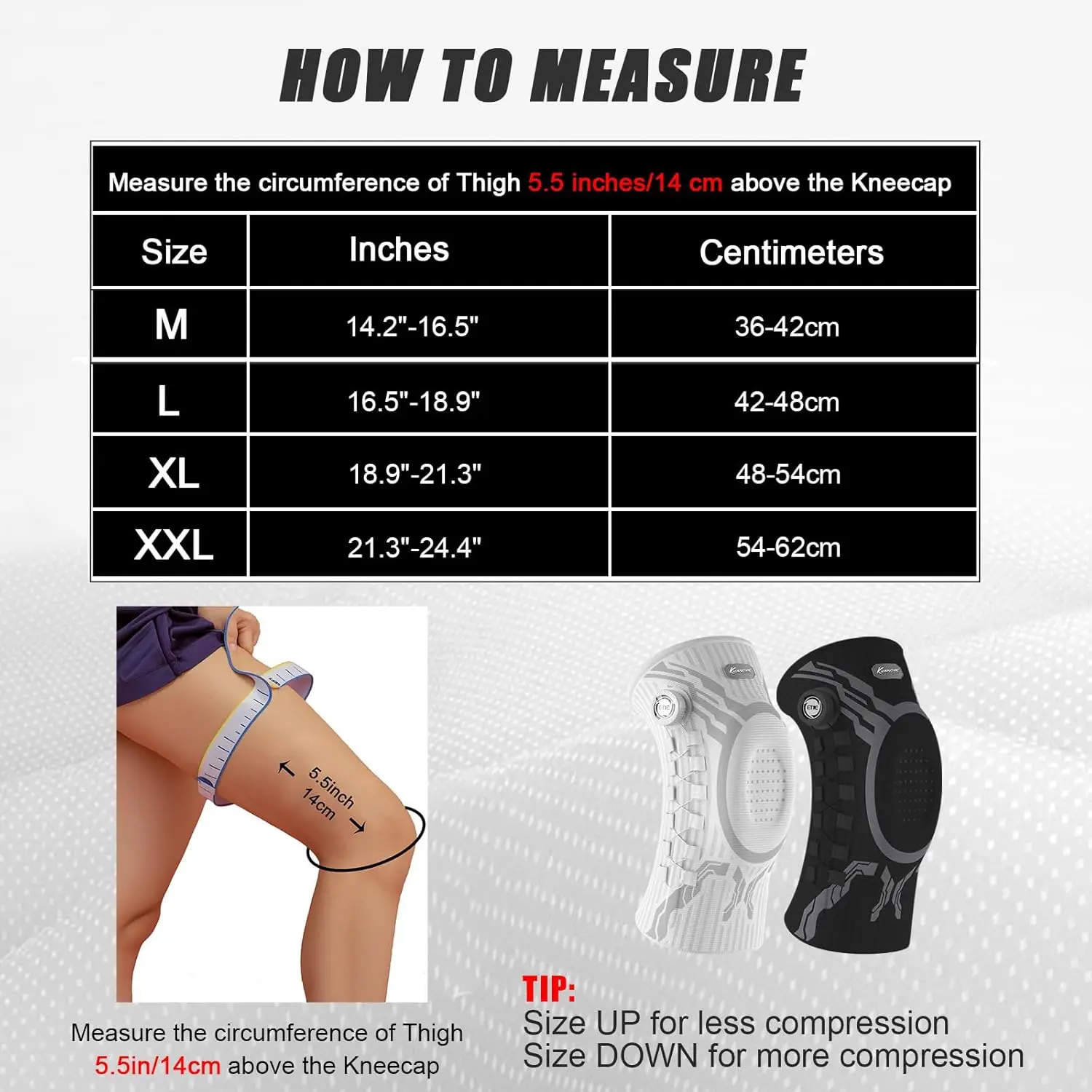 Kuangmi Smart Knob Knee Brace with Patella Gel Pad and Lateral Stabilizer, Compression Knee Brace for Exercise (Single)