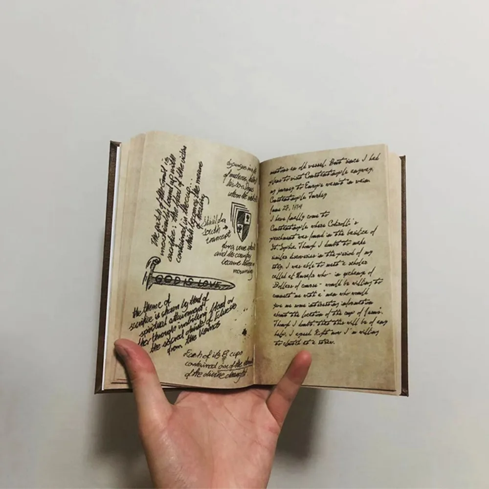 Bloc de Notas de Recuerdo para Fanáticos de la Cine, Diario Espiral Retro, Réplica de Diario con Depósitos Ocultos, Santo Grial de Indiana Jones