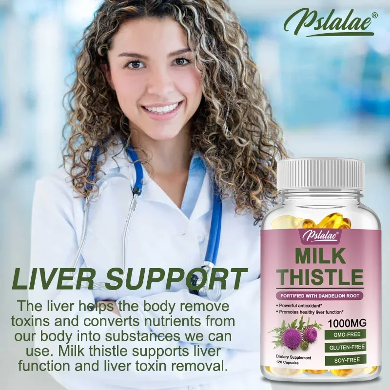 Premium Milk Thistle Supplement 1000mg Silymarin and Dandelion Root for Healthy Liver Function Detox Formula