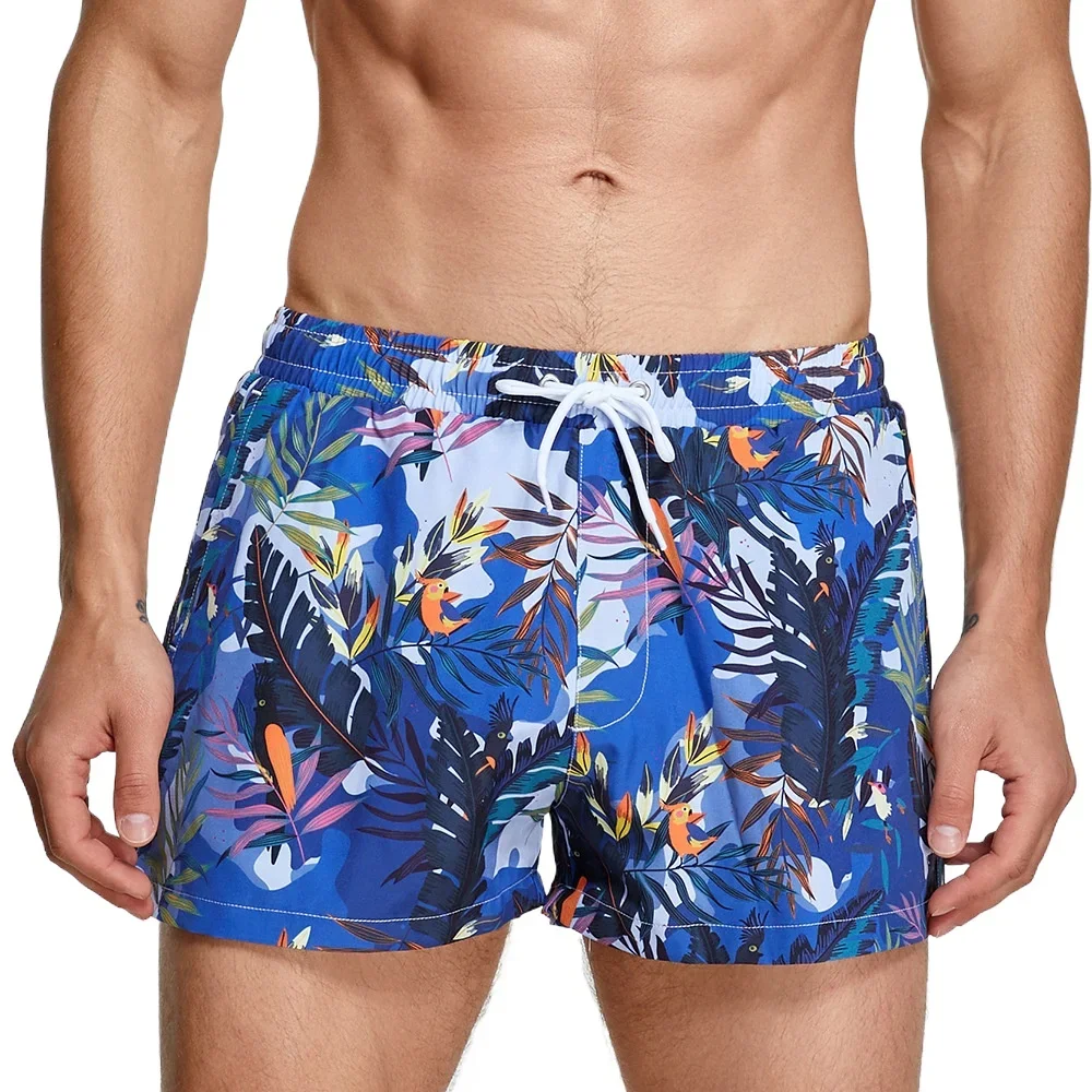 Print Mens Shorts 2024  Swimsuits Men Beach Board Swim Shorts Man Swimming Trunk Bathing Suit Surf Boardshorts with Liner