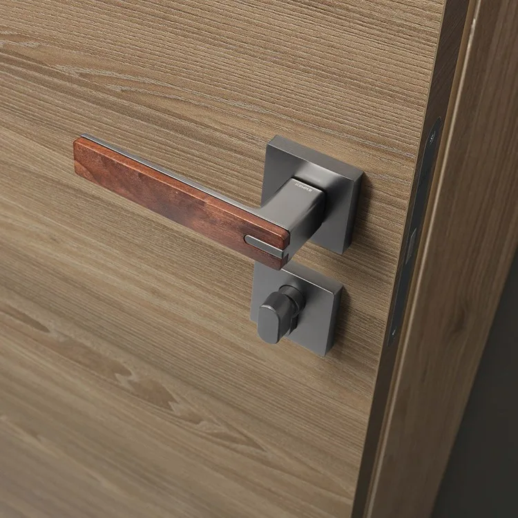 French door lock walnut interior bedroom household door handle new Chinese gun gray kitchen bathroom mute