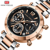 MINI FOCUS 0489 Elegant Ladies Quartz Watch Fashion Luxury Simple Date Display Stainless Steel Strap Wrist Watches for Women