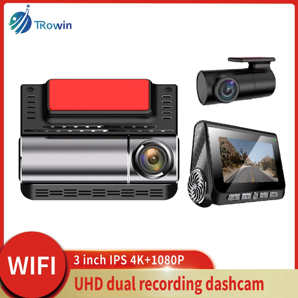

3-дюймовый IPS Wi-Fi скрытый видеорегистратор Автомобильный видеорегистратор HD 4K спереди и сзади с двумя объективами Широкоугольный G-сенсор Черная коробка Автомобильные аксессуары