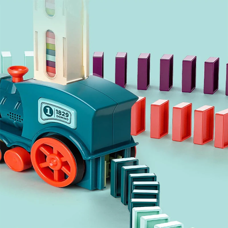 60 pezzi Domino Train Set automatico Domino posa treno giocattolo educativo per l\'apprendimento precoce regalo perfetto per ragazzi e giochi creativi