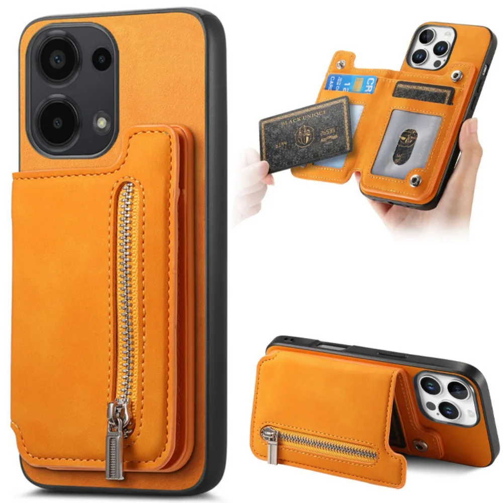 

Zipper Wallet Case For Xiaomi Redmi Note 14 Pro 5G 4G 2In1 Leather Magnet Back Cover For Redmi Note 13 14 Pro Plus 13C Funda