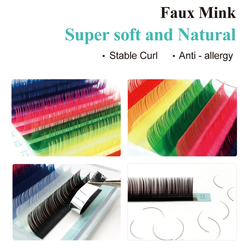 NATUHANA 8different Mix Color Eyelash Extension Premium Individual Mink Colored False Eyelashes Silk Colour Eye Lashes
